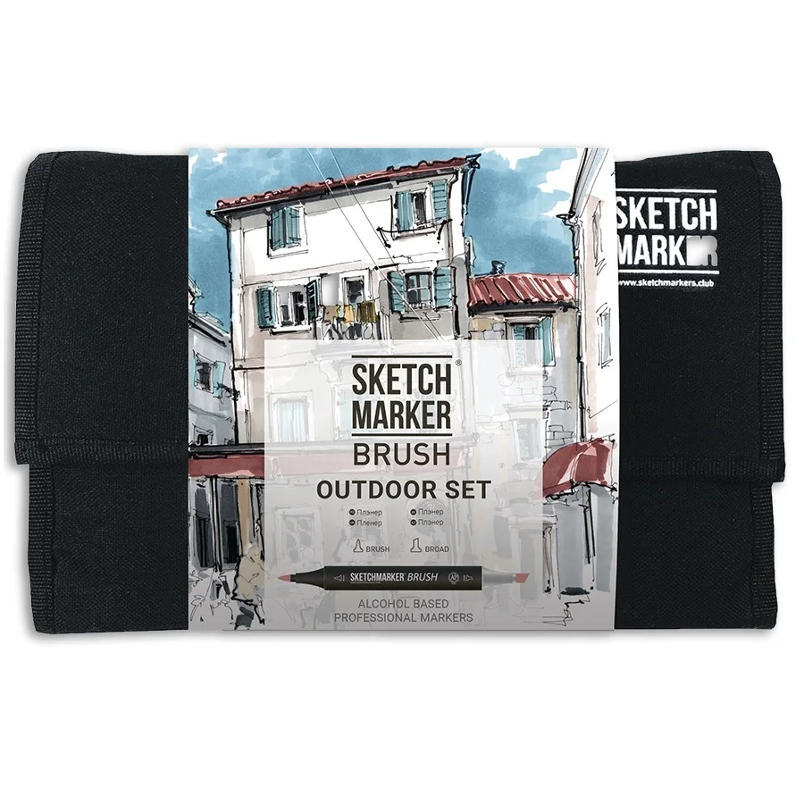Набор маркеров Sketchmarker BRUSH SMB-24OUTD Outdoor Set 24шт Плэнер + сумка органайзер | Канцтовары