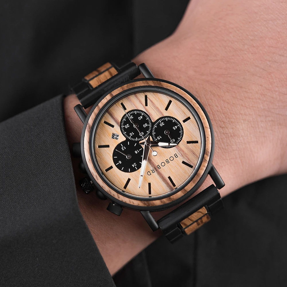Деревянные часы BOBOBIRD мужские на заказ индивидуальный креативный дизайн логотип
