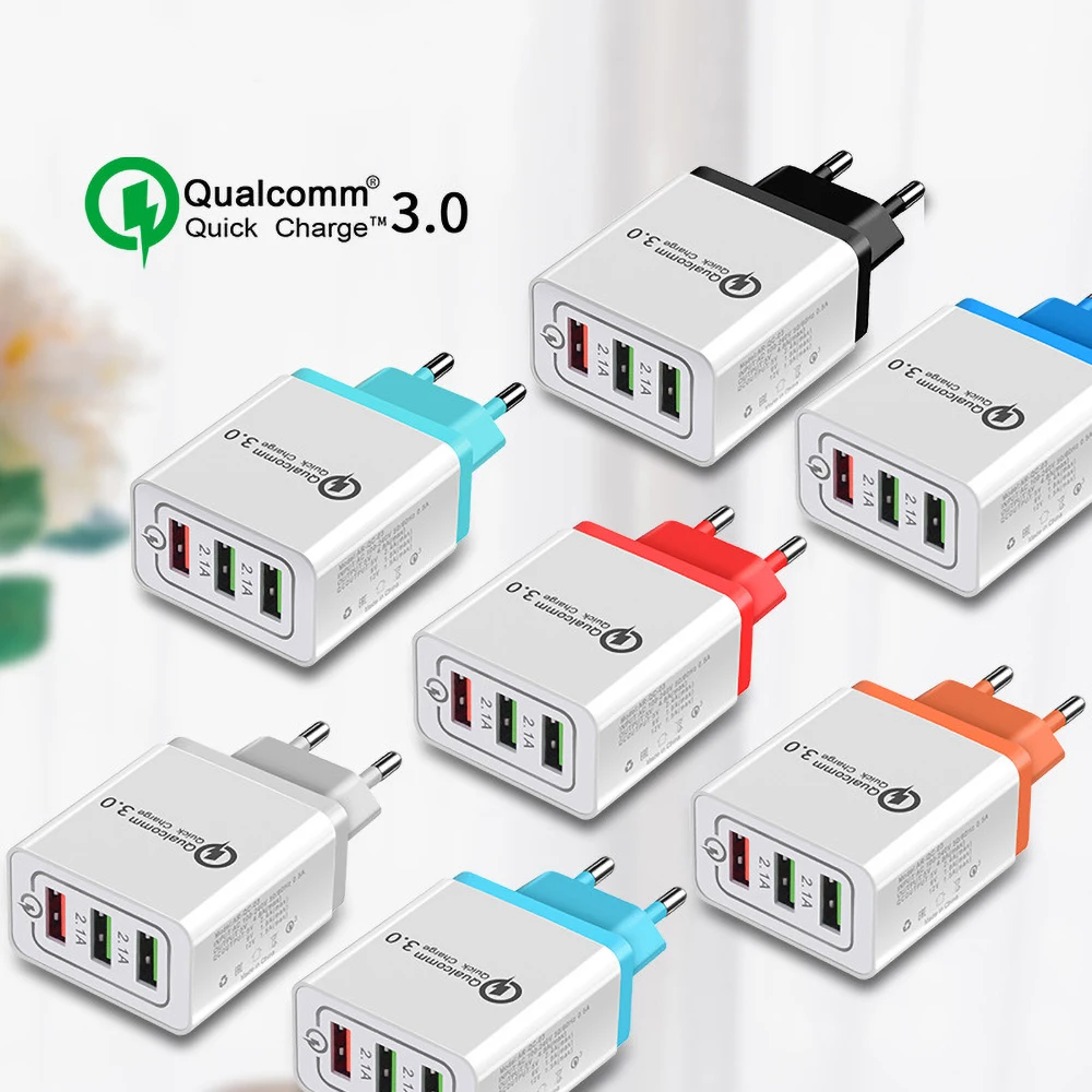 3 Port USB Charger Fast Charging 18W Wall Charge Adapter QC3.0 Charging For iPhone 12 Samsung Xiaomi Huawei Mobile Phone Charger
3 Port USB Charger Fast Charging 18W Wall Charge Adapter QC3.0 Charging For iPhone 12 Samsung Xiaomi Huawei Mobile Phone Charger