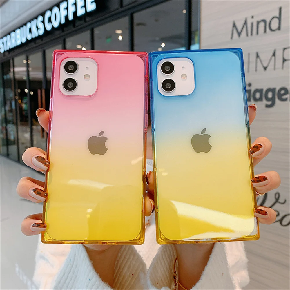 Rainbow Gradient Candy Color Phone Case For iPhone 11 12 Pro X XR XS Max 7 8 Plus SE2 12 Mini Square Design Clear Soft TPU Case
Rainbow Gradient Candy Color Phone Case For iPhone 11 12 Pro X XR XS Max 7 8 Plus SE2 12 Mini Square Design Clear Soft TPU Case