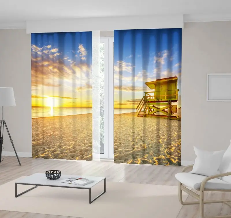 Curtain with Miami South Beach Sunrise Lifeguard Tower Coastline Colorful Cloud Scenery Blue Yellow Beige
Curtain with Miami South Beach Sunrise Lifeguard Tower Coastline Colorful Cloud Scenery Blue Yellow Beige
