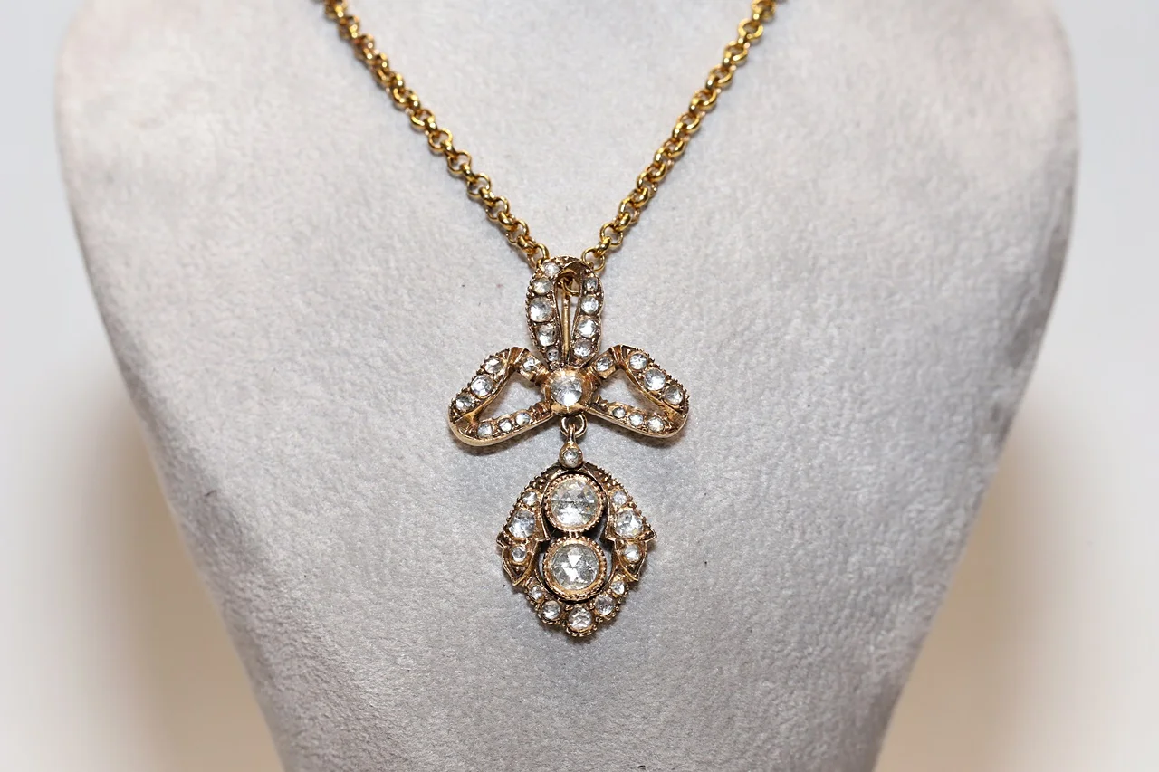 Perfect Vintage Original 14k Gold Natural Rose Cut Diamond Decorated Flowers Style Necklace
Perfect Vintage Original 14k Gold Natural Rose Cut Diamond Decorated Flowers Style Necklace