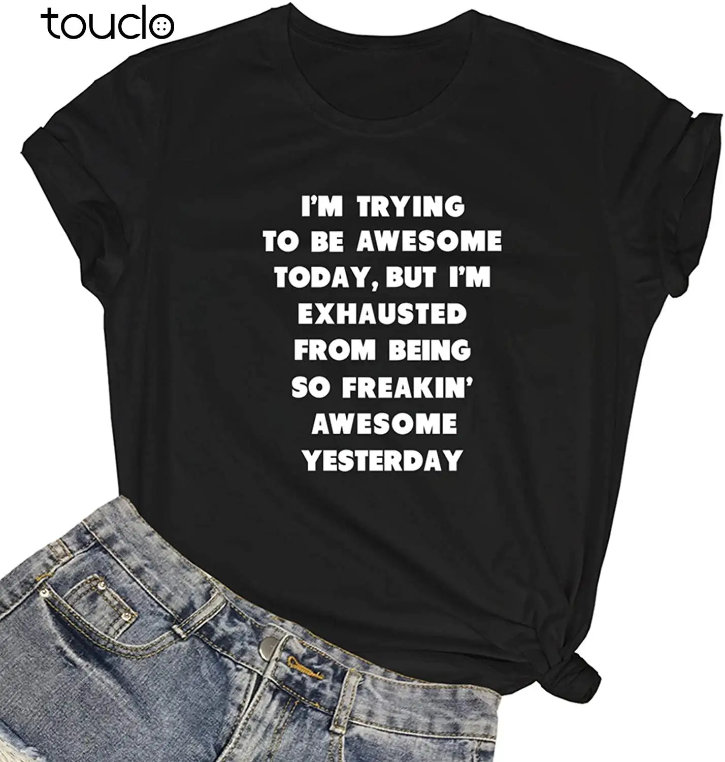 Womens I'm Trying to Be Awesome Graphic Cute Cotton Funny Tees Gift Ideas