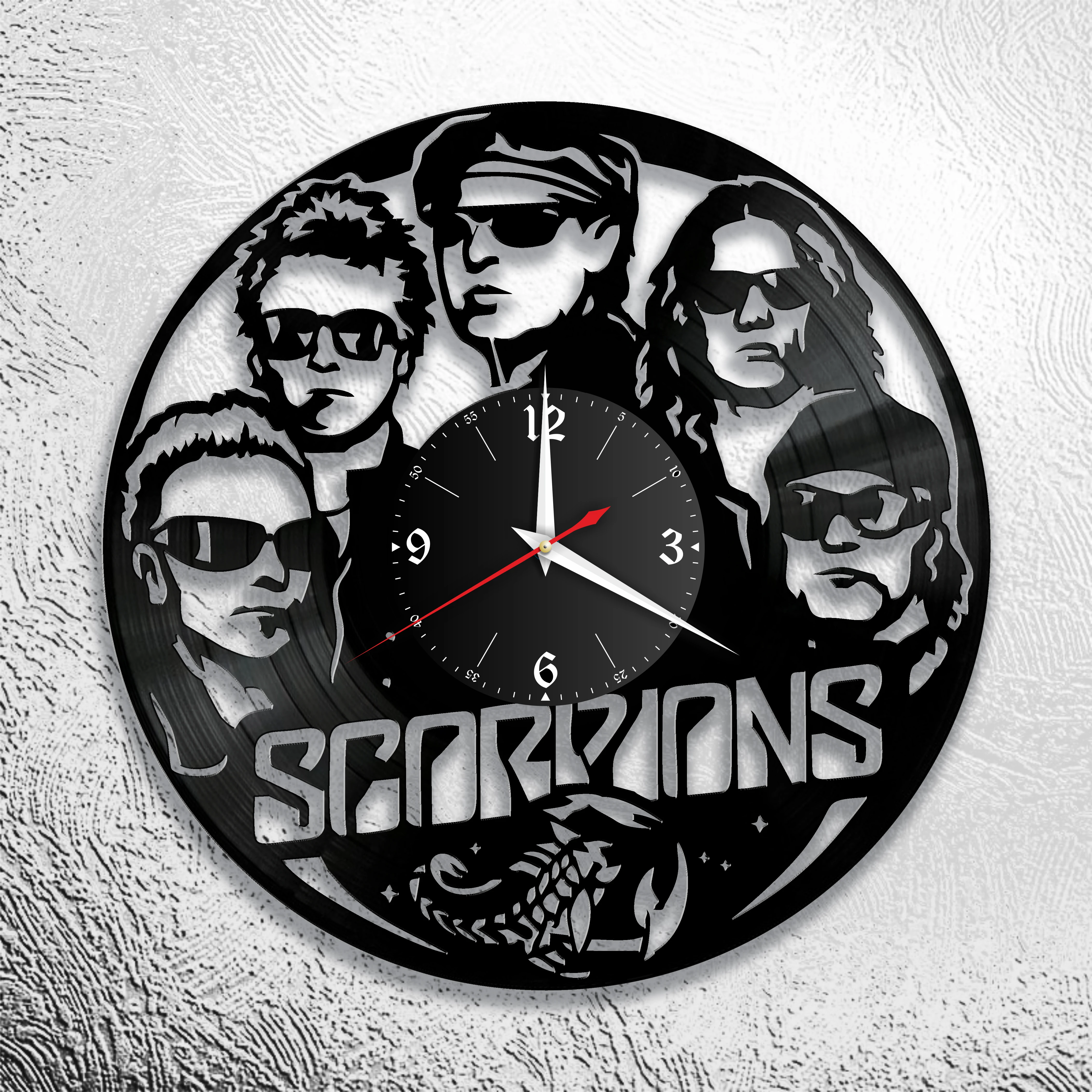 Фото часы Scorpions из винила группа пластинки настенные Scorpions|Настенные часы| |