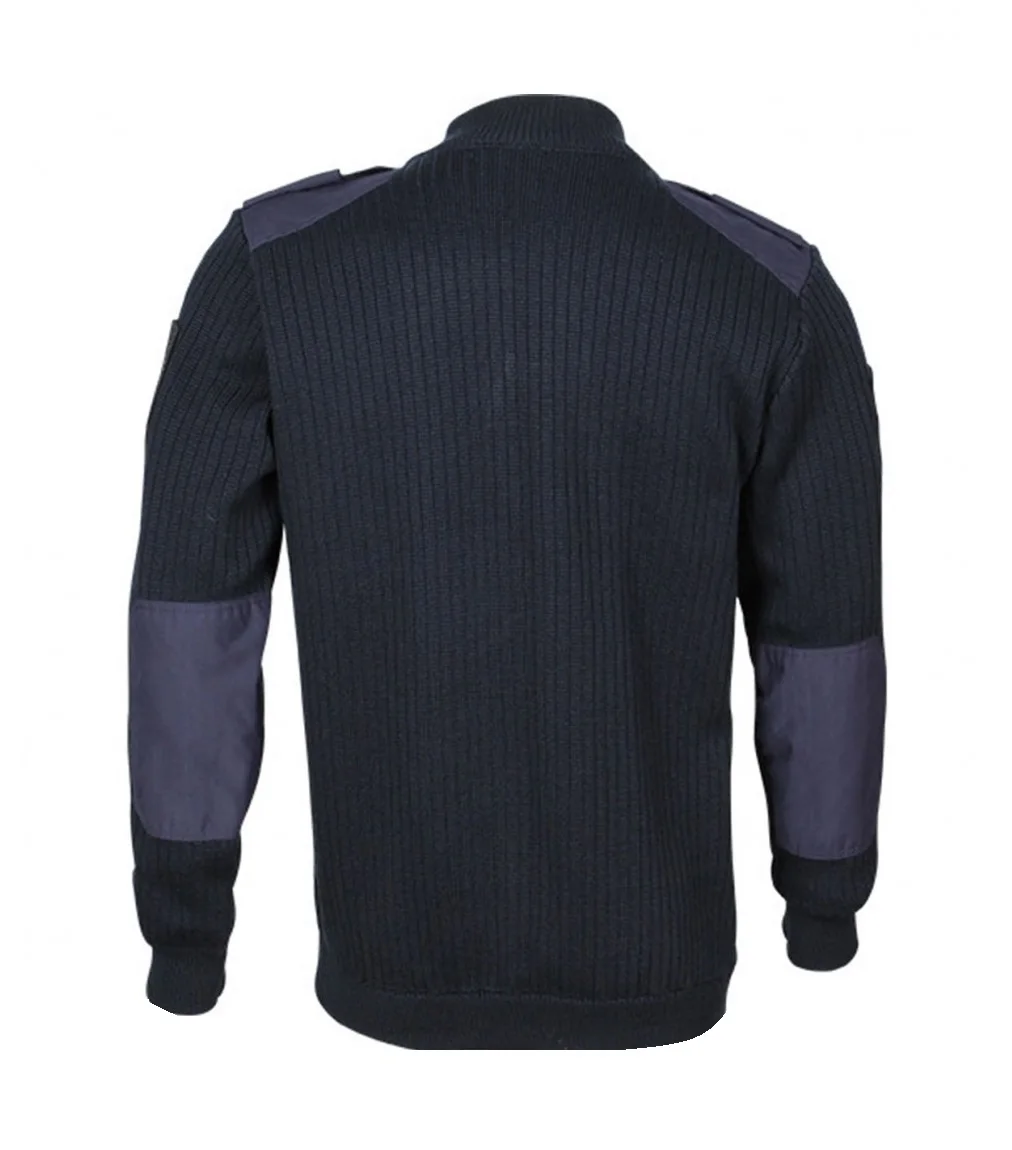 Свитер (джемпер) форменный темно-синий с накладками | Мужская одежда