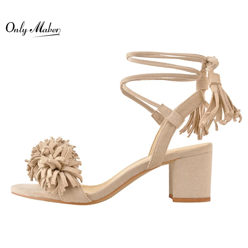 Onlymaker Ankle Strap Sandals Fringe Lace-up Faux Suede Shoes Floral Round Open Toe High Heels
Onlymaker Ankle Strap Sandals Fringe Lace-up Faux Suede Shoes Floral Round Open Toe High Heels