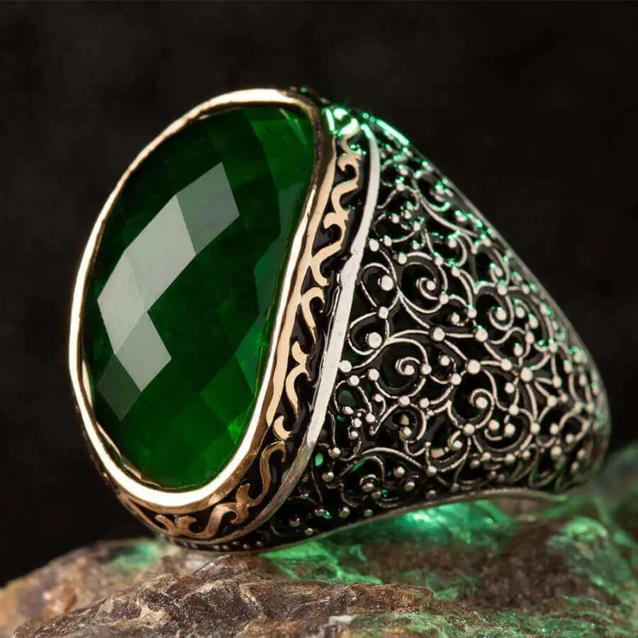 Silver Men Ring Green Zircon Vintage Ottoman Motif High Fashion Gift Accessories Good Quality Stylish Design Long Lasting Luxury
Silver Men Ring Green Zircon Vintage Ottoman Motif High Fashion Gift Accessories Good Quality Stylish Design Long Lasting Luxury