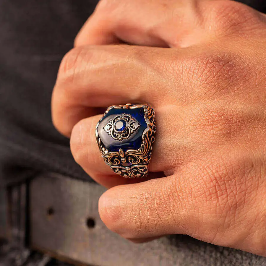 925 Sterling Silver Ring For Men diamond Modl Blue healthy Zircon Stone Vintage Fashion Turkish Premium Qualty Handmade Jawelery
925 Sterling Silver Ring For Men diamond Modl Blue healthy Zircon Stone Vintage Fashion Turkish Premium Qualty Handmade Jawelery