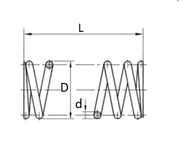 Пружина сжатия (возвратная) сталь ГОСТ 9389-75 проволока d=0 3-0 4 мм диаметр D=3-6 длина
