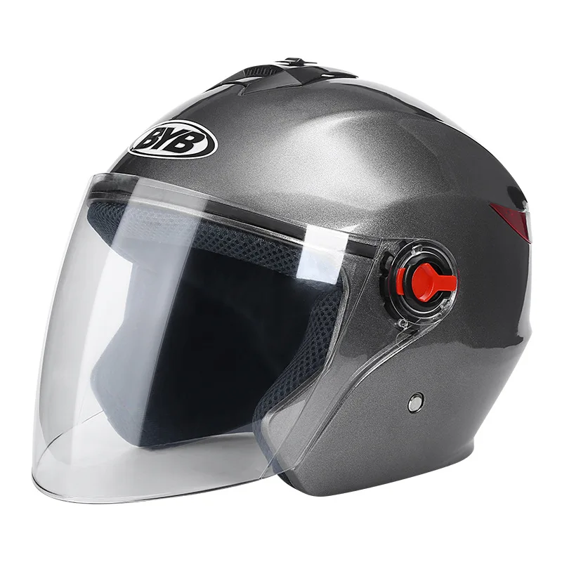 

Зимний противотуманный электрический мотоциклетный шлем с одной линзой, полушлем, всесезонный шлем для скутера, солнцезащитный козырек, за...