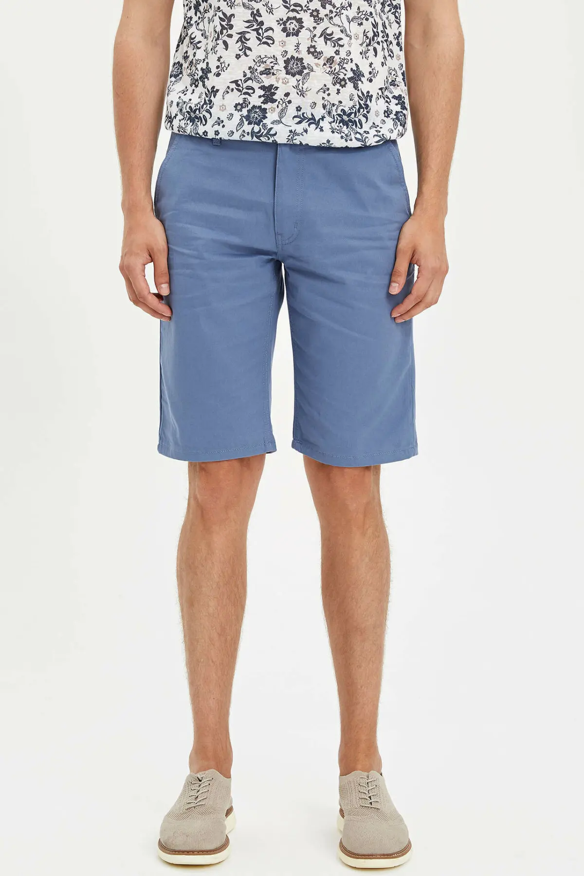 DeFacto мужские летние синие шорты однотонные повседневные бермуды Bottoms-K3993AZ19SM |