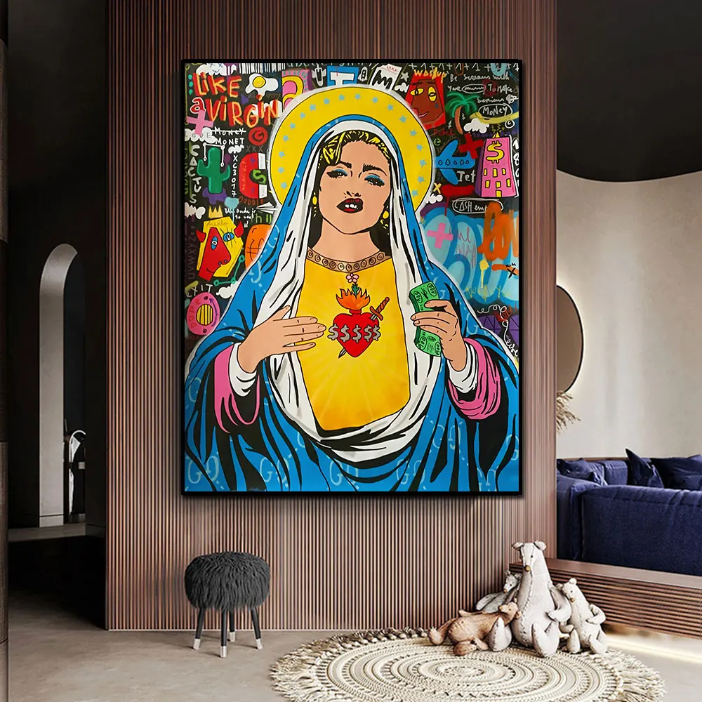 Modern Street Art Virgin Mary Queen Graffiti Pop Art Poster Canvas Painting Print On Wall Picture For Living Room Home Decor
Modern Street Art Virgin Mary Queen Graffiti Pop Art Poster Canvas Painting Print On Wall Picture For Living Room Home Decor