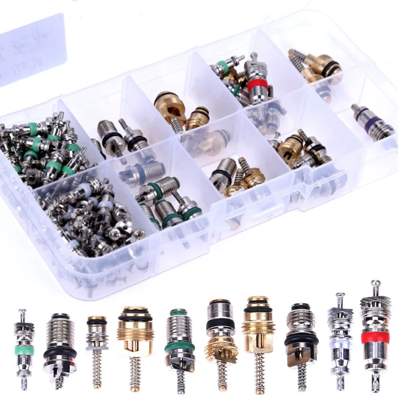100Pcs/box R134A Car A/C Core Valves Automotive Air Conditioning Assortment Kit Air Conditioners Valve Cores Remover Tool Kit
100Pcs/box R134A Car A/C Core Valves Automotive Air Conditioning Assortment Kit Air Conditioners Valve Cores Remover Tool Kit