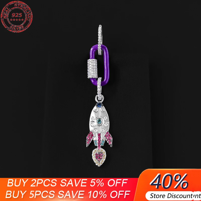 S925 Sterling Silver Purple Rocket Spaceship Earrings Female Personality Trend New Luxury Brand Monaco Jewelry
S925 Sterling Silver Purple Rocket Spaceship Earrings Female Personality Trend New Luxury Brand Monaco Jewelry