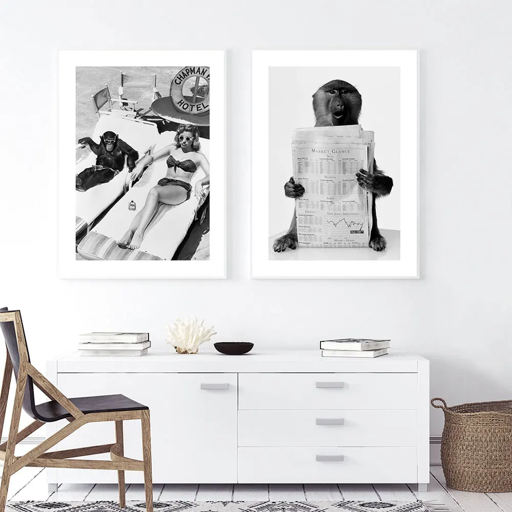 Fashion Women Sunbath Poster Baboon Reading News Art Print Black White Canvas Painting Modern Wall Picture Bedroom Home Decor
Fashion Women Sunbath Poster Baboon Reading News Art Print Black White Canvas Painting Modern Wall Picture Bedroom Home Decor