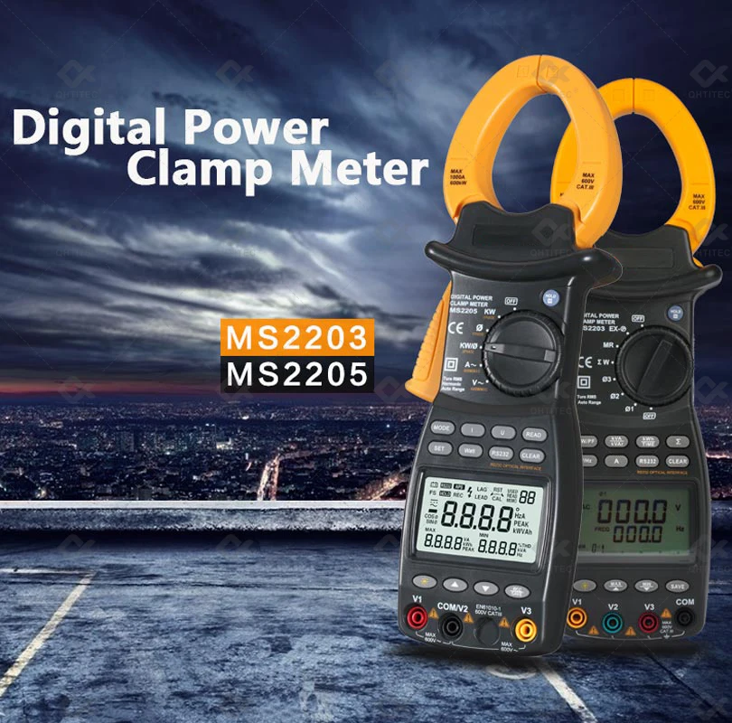 QHTITEC Three-phase Digital Electric Power Clamp Meter MS2203 Pliers Ammeter True RMS Voltage Professional Electrician Tools
QHTITEC Three-phase Digital Electric Power Clamp Meter MS2203 Pliers Ammeter True RMS Voltage Professional Electrician Tools