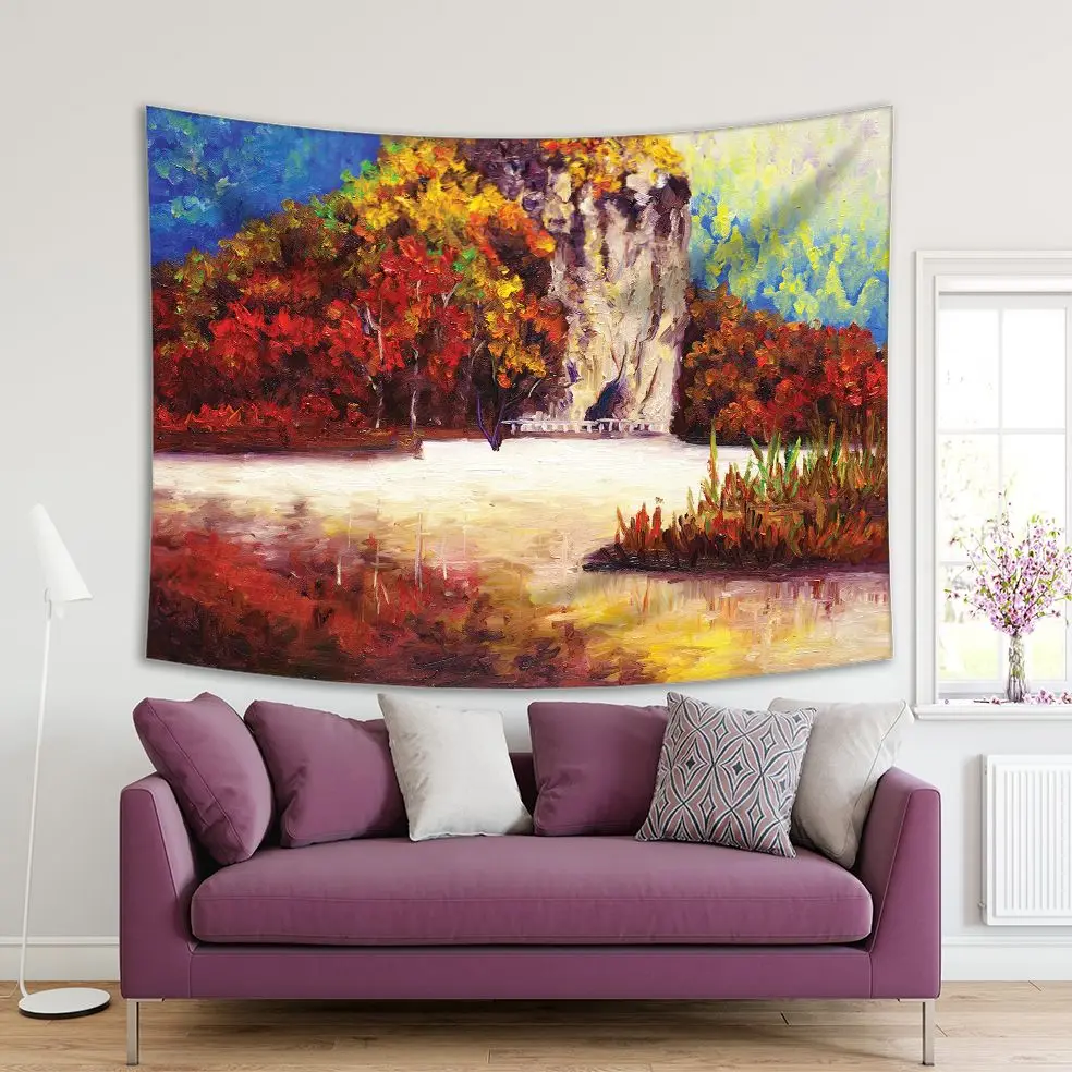 Tapestry Oil Painting Park in Autumn Trees Nature Artistic Decorating Abstract Artwork in Orange Yellow Blue Beige
Tapestry Oil Painting Park in Autumn Trees Nature Artistic Decorating Abstract Artwork in Orange Yellow Blue Beige