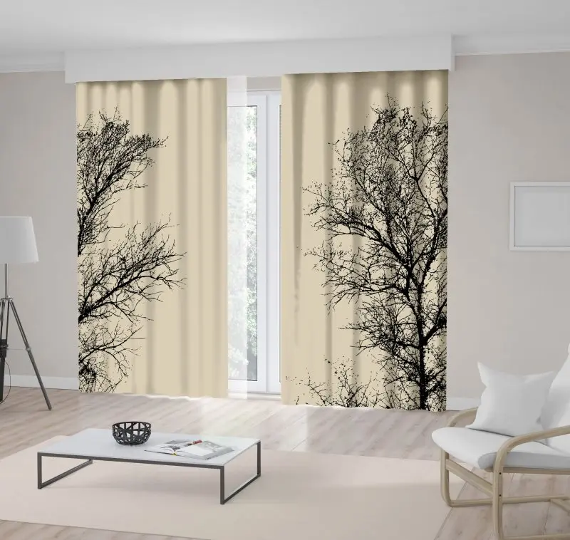 Curtain Winter Forest Trees Branches Silhouette Monochrome Nature Beige and Black Realistic Illustration
Curtain Winter Forest Trees Branches Silhouette Monochrome Nature Beige and Black Realistic Illustration