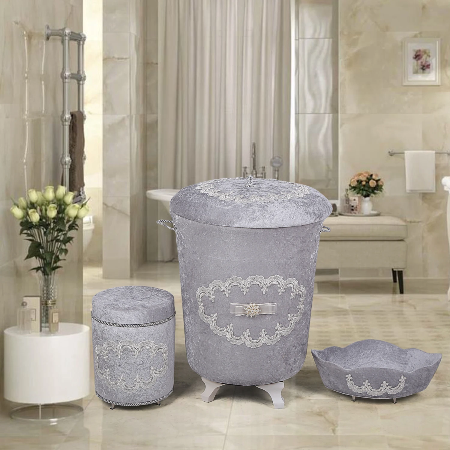 Bonny Hause Galaxy Grey 3 Pieces Laundry Basket Set Towel Holder Detergent Box Organizer Dirty Clothes Storage
Bonny Hause Galaxy Grey 3 Pieces Laundry Basket Set Towel Holder Detergent Box Organizer Dirty Clothes Storage