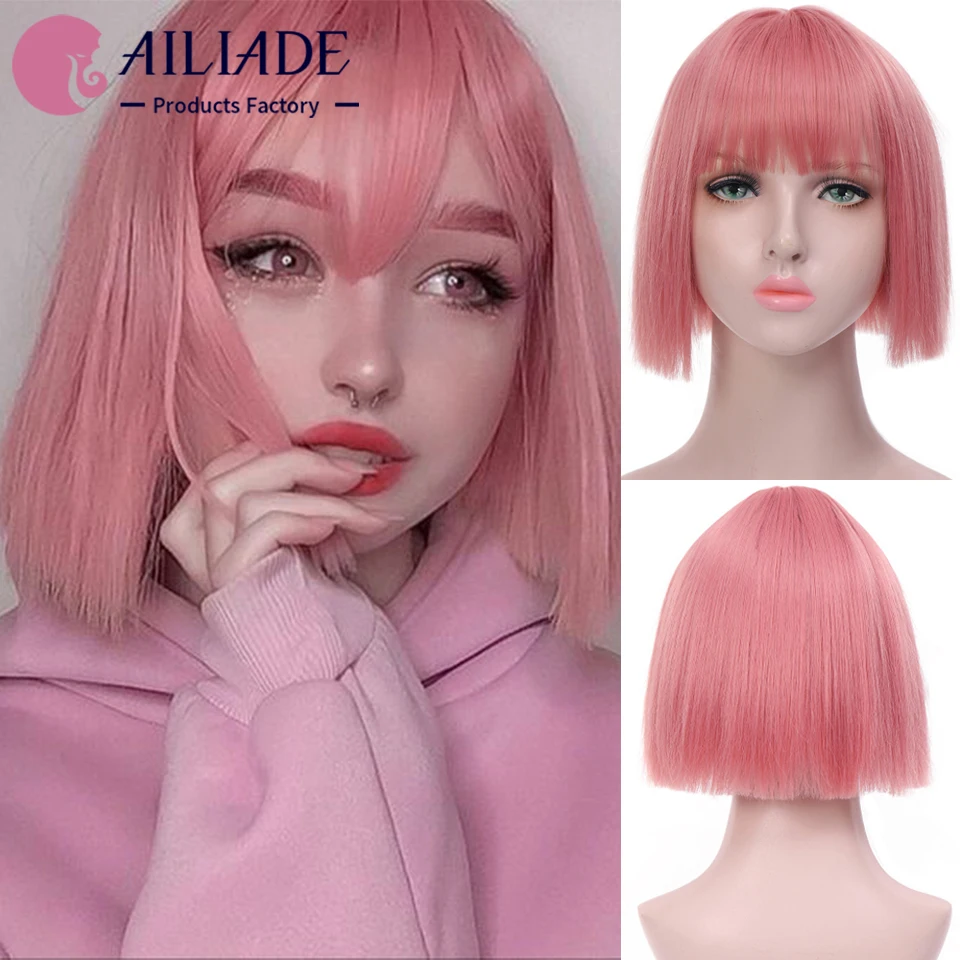 AILIADE Synthetic Short Straight Bob Wigs with Bang Heat Resistant Pink Lolita Anime Cosplay Wigs for Women Daily False Hair
AILIADE Synthetic Short Straight Bob Wigs with Bang Heat Resistant Pink Lolita Anime Cosplay Wigs for Women Daily False Hair