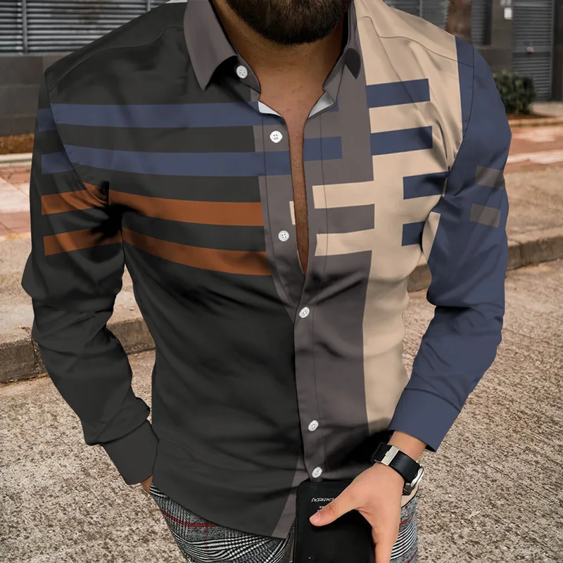 2022 3d Square Stripe Pattern Print Shirt Spring Summer Long Sleeve Punk Streetwear Top Lapel Loose Oversized Button Cardigan
2022 3d Square Stripe Pattern Print Shirt Spring Summer Long Sleeve Punk Streetwear Top Lapel Loose Oversized Button Cardigan