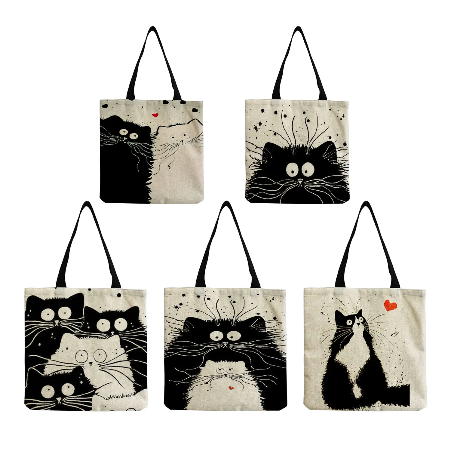 Custom Tote Shopping Bag Cute Cat Printing Women Handbag Totes with Print Casual Traveling Beach Bags Eco Reusable Storage Bag
Custom Tote Shopping Bag Cute Cat Printing Women Handbag Totes with Print Casual Traveling Beach Bags Eco Reusable Storage Bag