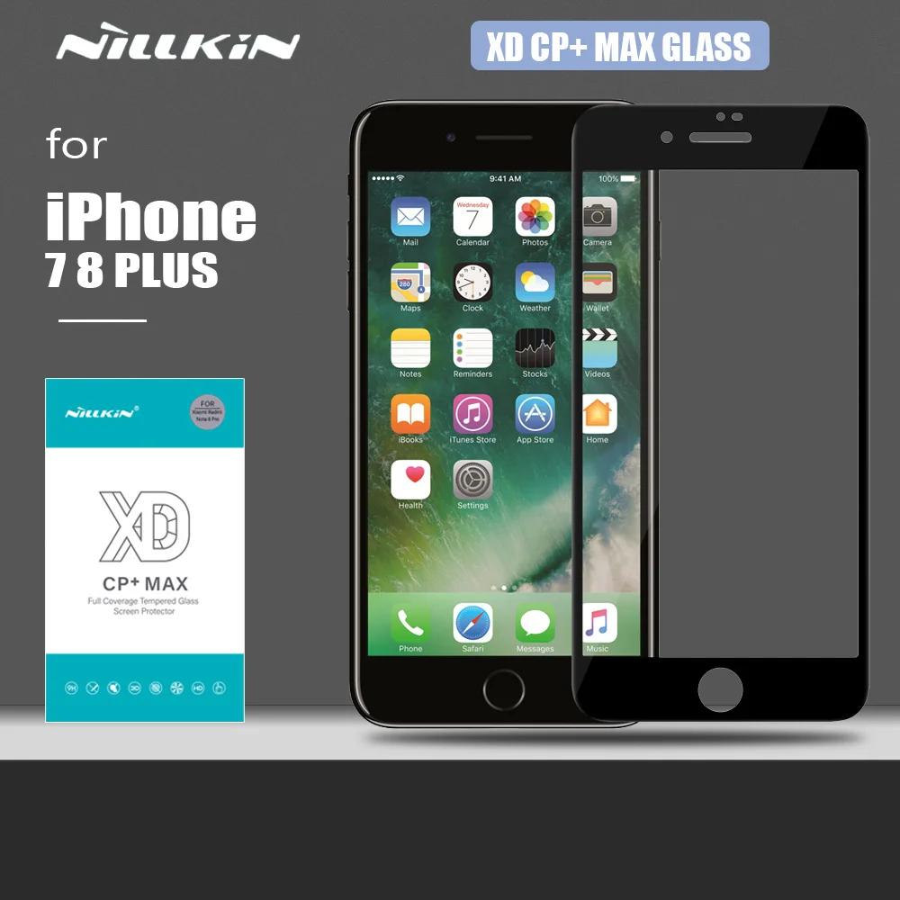 Стекло Nillkin для iPhone 7 8 Plus XD CP + Max 3D закаленное стекло защитная тонкая пленка экрана