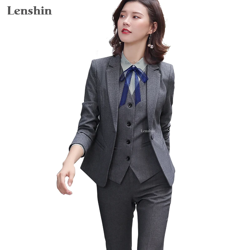 Женский деловой костюм Lenshin из 3 предметов офисная одежда в простом стиле женские
