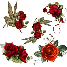 Three Ratels QCF181 Exquisite red rose bouquethome decorative wall sticker toilet Decal