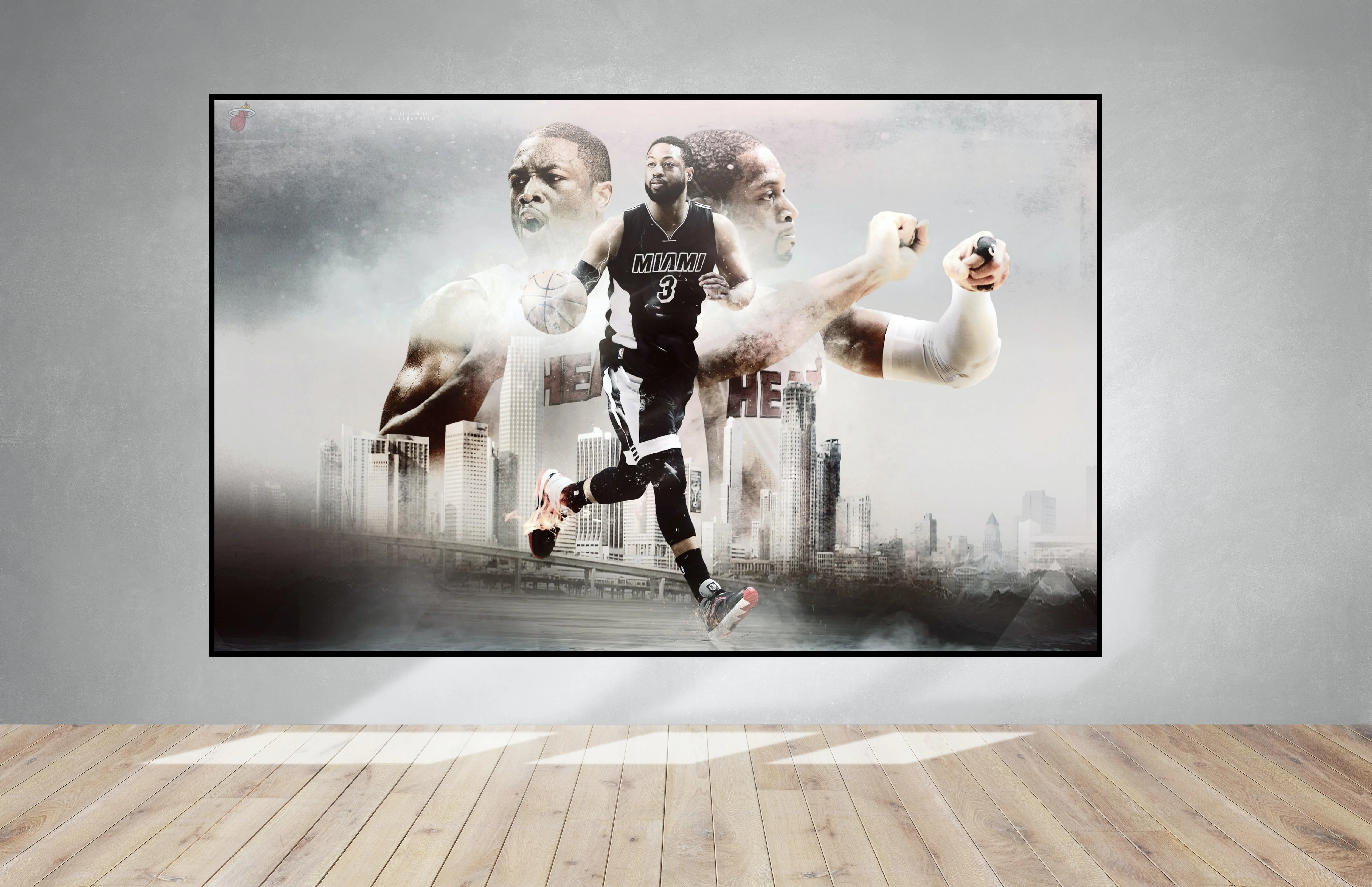 Легенда НБА Коби Брайант Dwayne Уэйд Леброн Джеймс Майами тепловой Dunk Постер для