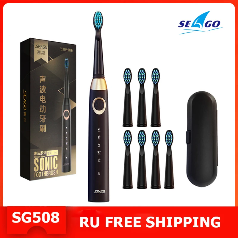 Seago Sonic Electric Toothbrush Classic Black White 5 Brush Heads Travel Box Easy to Carry Adult Timed Brush
Seago Sonic Electric Toothbrush Classic Black White 5 Brush Heads Travel Box Easy to Carry Adult Timed Brush