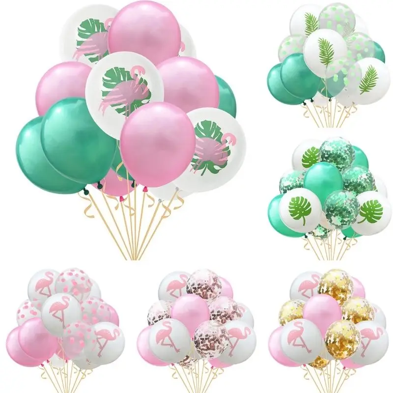 

10/15pcs Flamingo Hawaiian Tropical Latex Balloon Confetti Sequin Balloons Birthday Wedding party Supplies DIY Party Decoration