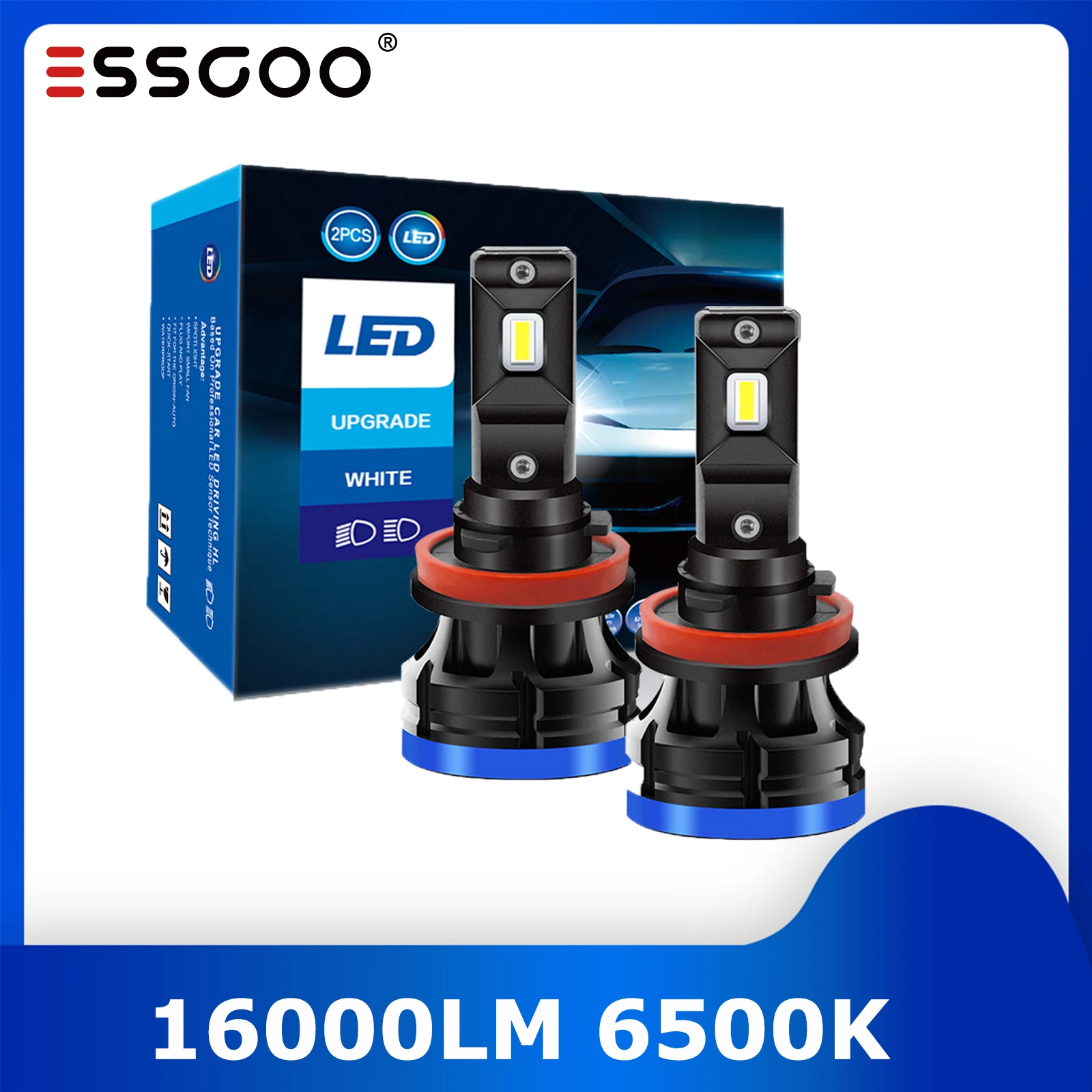ESSGOO H11 led headlight H8 LED Car Light H9 Auto Turbo Lamp 16000LM 6500K Headlights Bulbs Low High Beam Car Fog Lights 2pcs
ESSGOO H11 led headlight H8 LED Car Light H9 Auto Turbo Lamp 16000LM 6500K Headlights Bulbs Low High Beam Car Fog Lights 2pcs