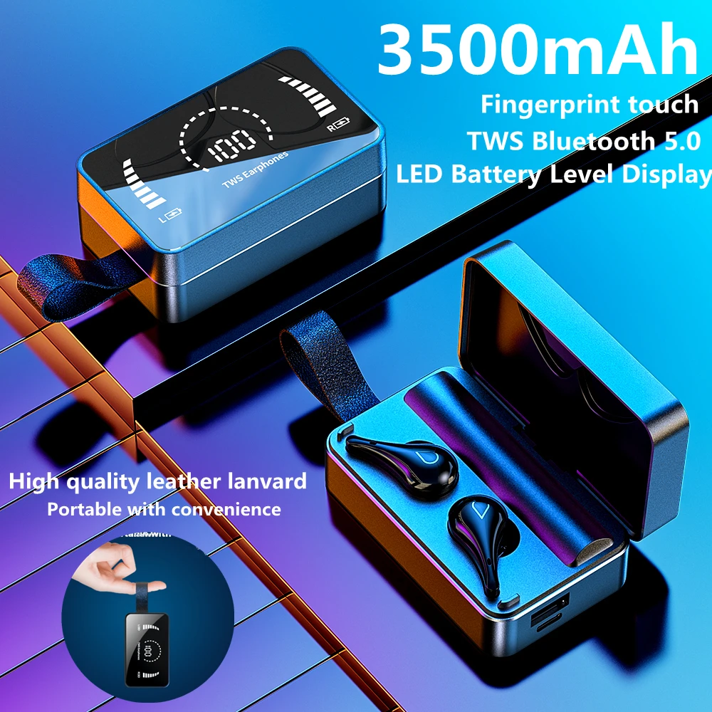 Фото TWS наушники с поддержкой Bluetooth 5 0 и зарядным футляром на 3500 мА · - купить