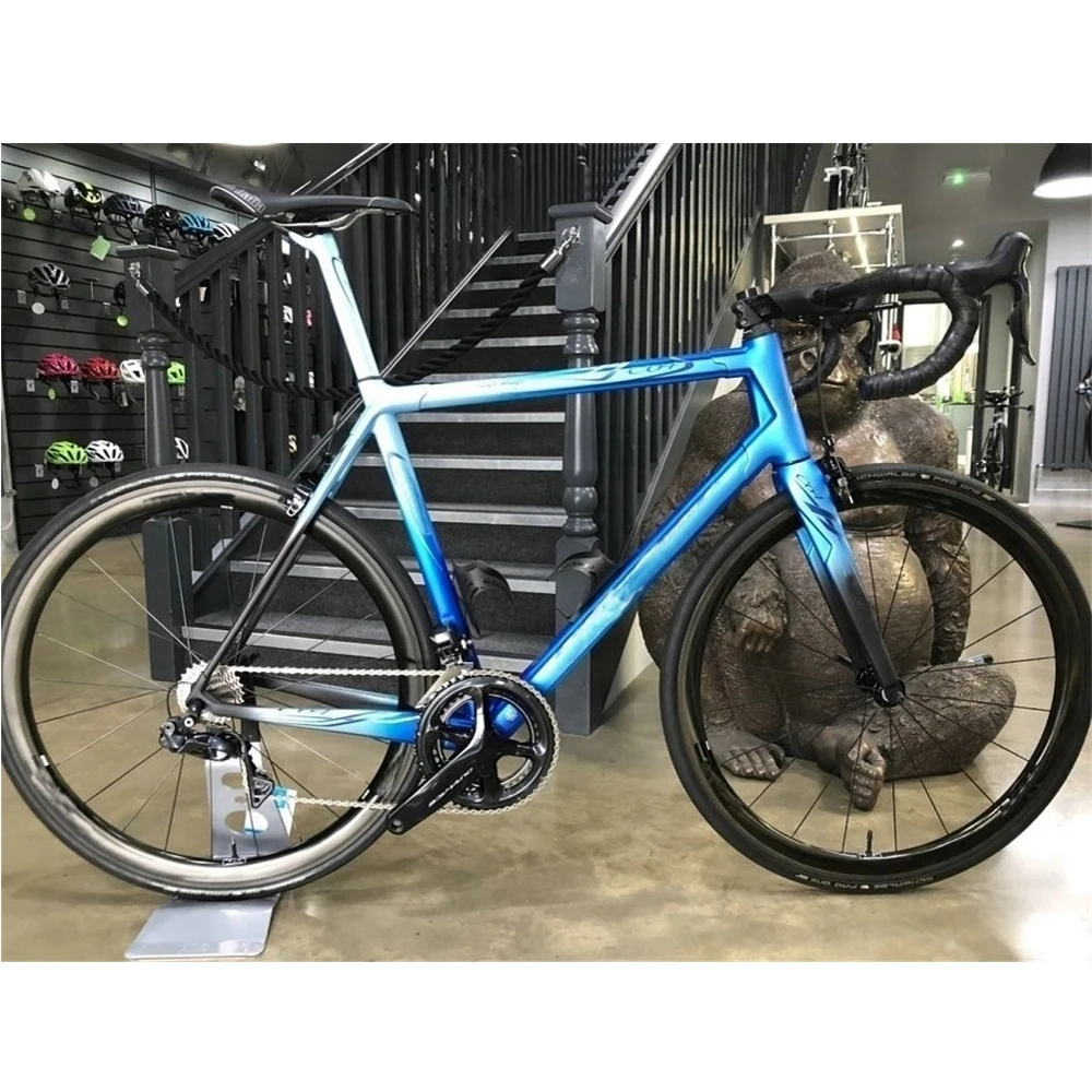 

C64 Carbon Road Complete Bike Blue Color T1000 Glossy Road Bicycle Carbon Full Bike With R7010 Groupset 50mm Cosmic Wheelset