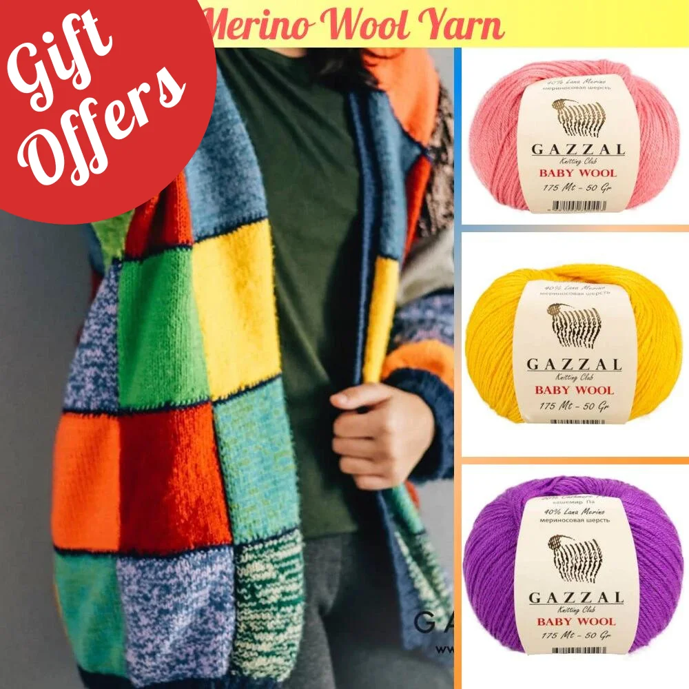 Пряжа Gazzal Baby Wool 8 Ball для ручного вязания 50 г 175 метров акрил меринос кашемир