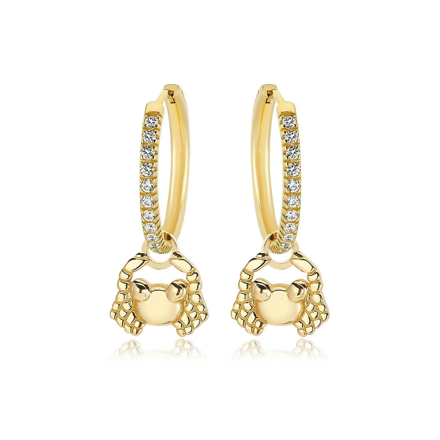 Valori Jewels Lovely Crab, Zirconia White Gemstone, Gold Plated, Sterling Silver Medium Hoop Charm Earring
Valori Jewels Lovely Crab, Zirconia White Gemstone, Gold Plated, Sterling Silver Medium Hoop Charm Earring