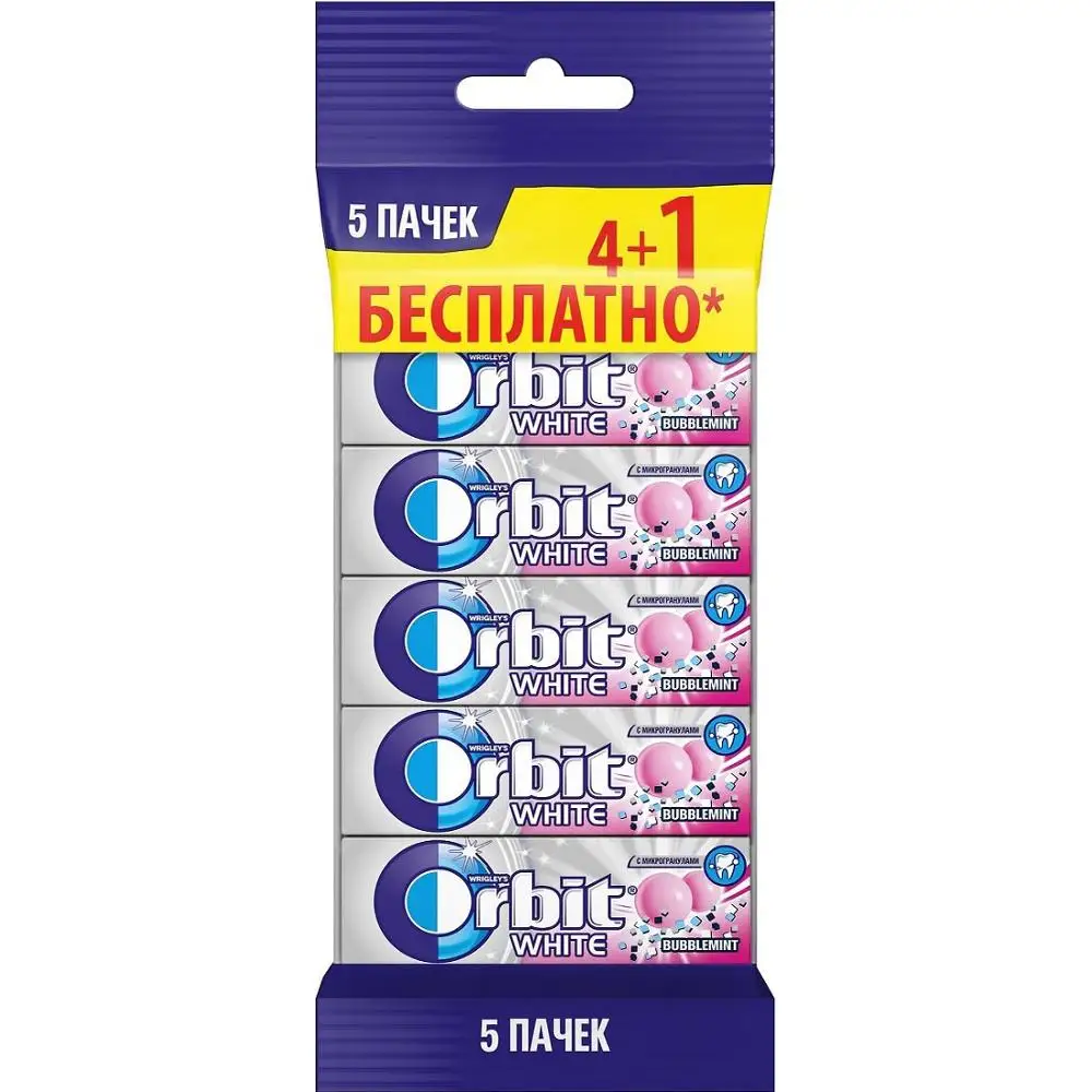 Orbit Белоснежный Bubblemint жевательная резинка 13.6г 5пач | Продукты