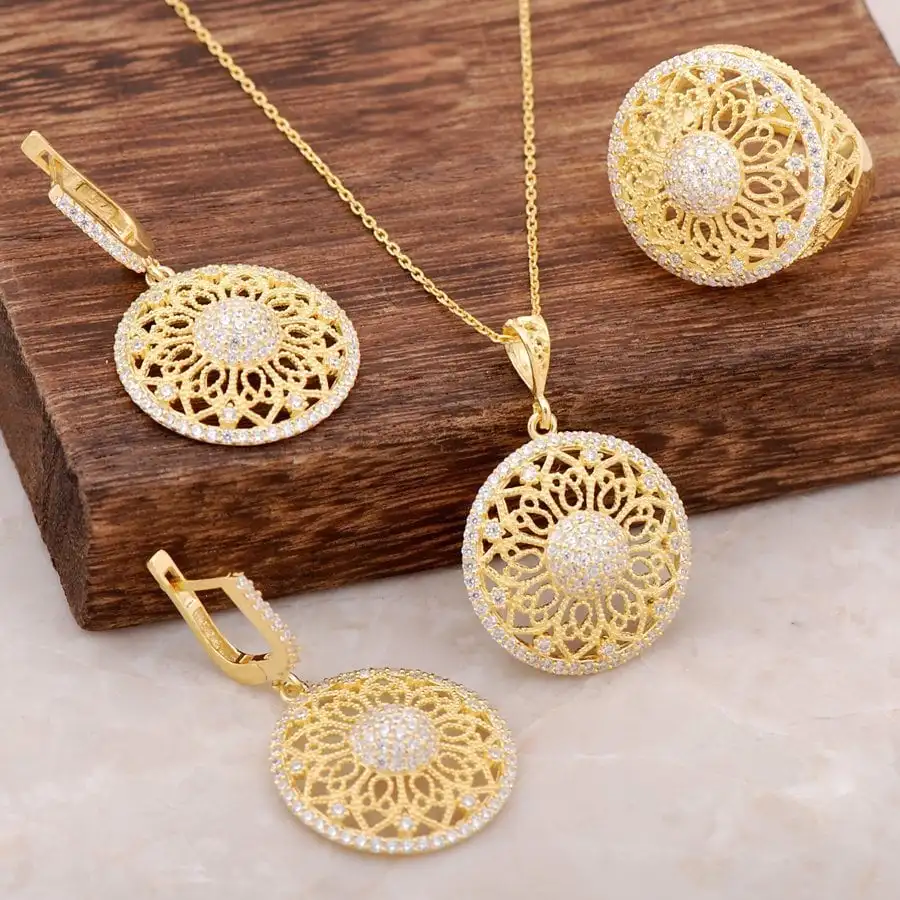 Gold Gilded Filigree Embroidered Design Silver Set 1900Hand Made Silver Jewellery Set
Gold Gilded Filigree Embroidered Design Silver Set 1900Hand Made Silver Jewellery Set