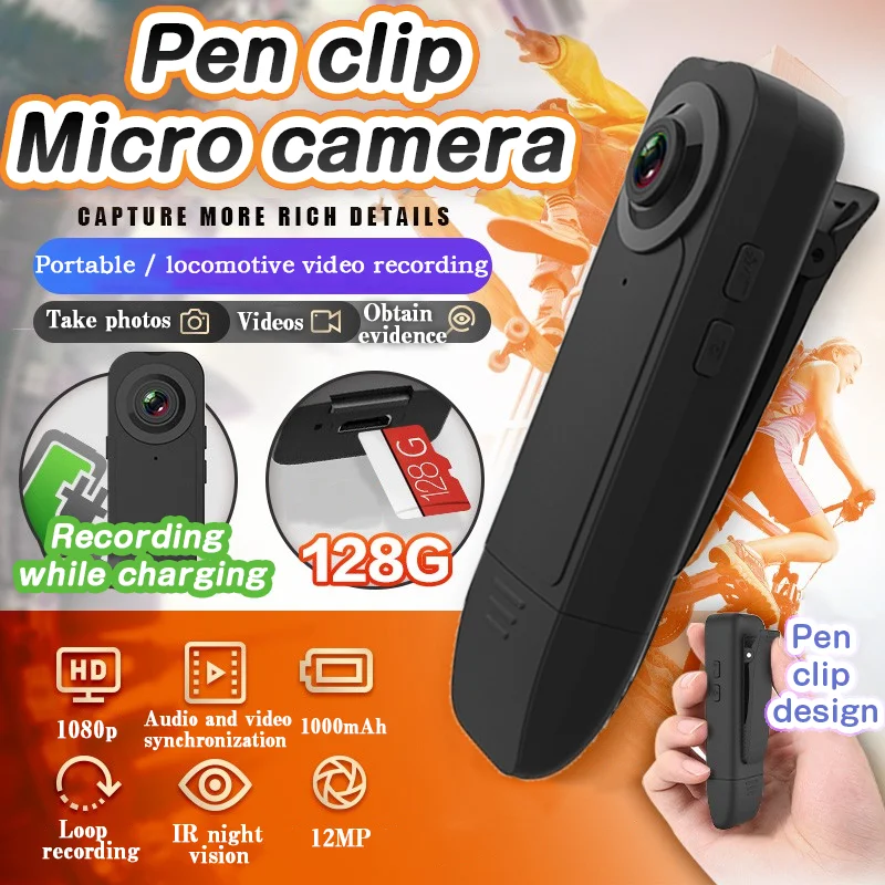 

Mini Camera HD 1080P Pocket Body Micro Secret Pen Cam Video Recorder Night Vision Sport DV Motion Detection Small Camcorder