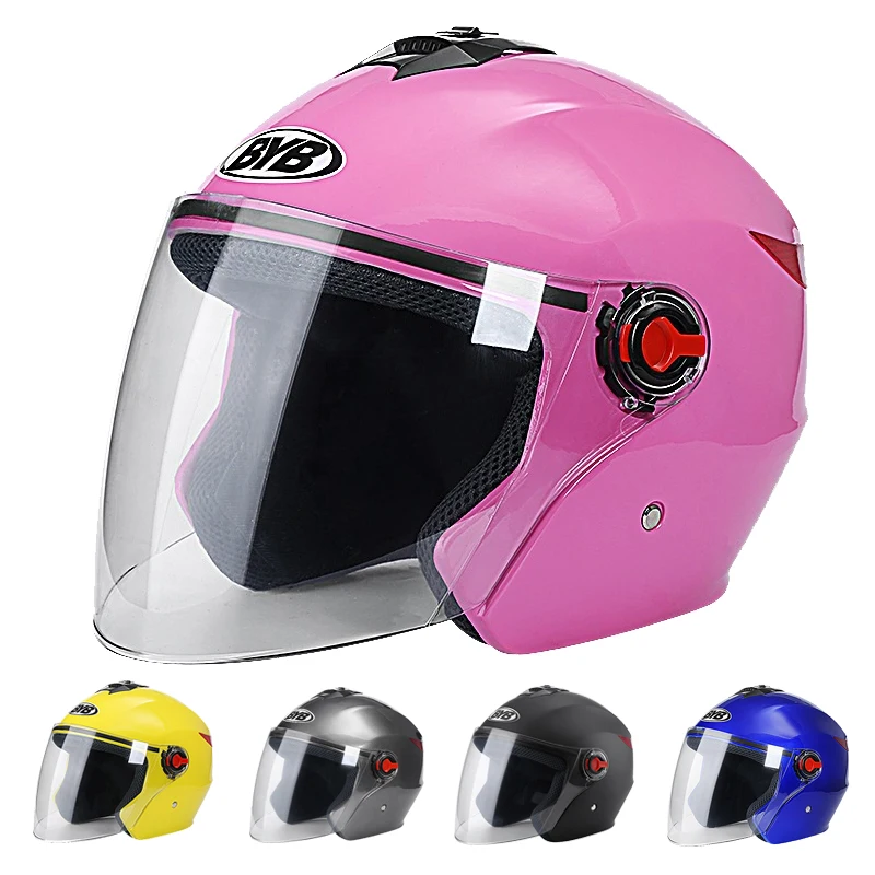 

Женский противотуманный электрический мотоциклетный шлем с одной линзой, полушлем, всесезонный шлем для скутера, солнцезащитный козырек, з...