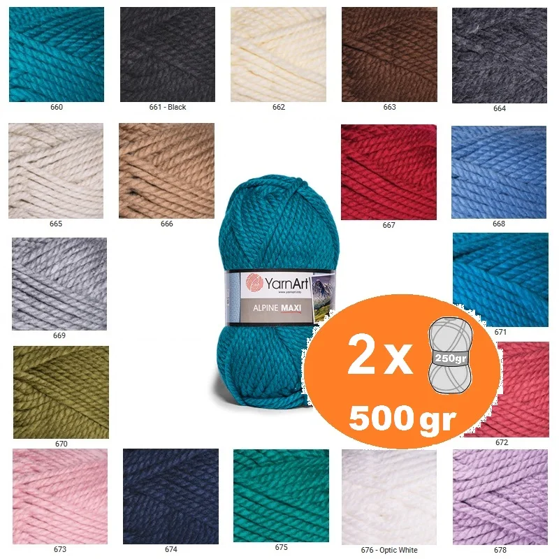 Yarnart Alpine Maxi Yarn Bulky Chunky Wool 2x250gr-105mt DIY Knitting Crochet Wrap Beanie Sweater Adults Knitwears Autumn Winter
Yarnart Alpine Maxi Yarn Bulky Chunky Wool 2x250gr-105mt DIY Knitting Crochet Wrap Beanie Sweater Adults Knitwears Autumn Winter
