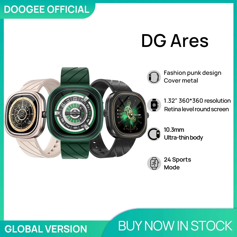 DOOGEE DG Ares Fashion Punk Design Clock Watches 1.32"retina level Round Screen 300mAh Battery Smartwatch for Android IOS Phone
DOOGEE DG Ares Fashion Punk Design Clock Watches 1.32"retina level Round Screen 300mAh Battery Smartwatch for Android IOS Phone