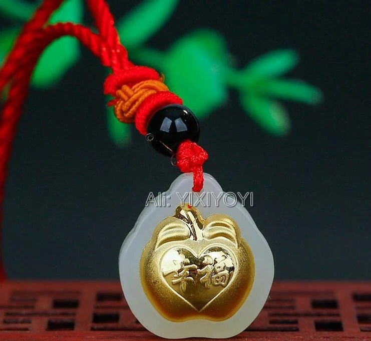 Beautiful Natural White HeTian Jade + Solid Gold Inlaid Chinese Fu Fruit Happiness Blessing Lucky Pendant Necklace Charm Jewelry
Beautiful Natural White HeTian Jade + Solid Gold Inlaid Chinese Fu Fruit Happiness Blessing Lucky Pendant Necklace Charm Jewelry