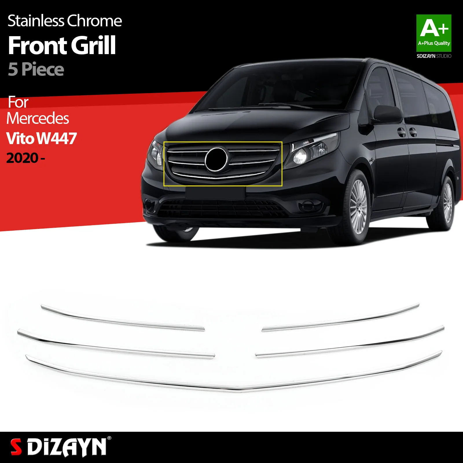 S Dizayn для Mercedes Vito W447 Facelift хромированная передняя решетка широкая модель из нержавеющей стали 5 шт. Внешние автомобильные аксессуары Запчасти... 
S Dizayn для Mercedes Vito W447 Facelift хромированная передняя решетка широкая модель из нержавеющей стали 5 шт. Внешние автомобильные аксессуары Запчасти...