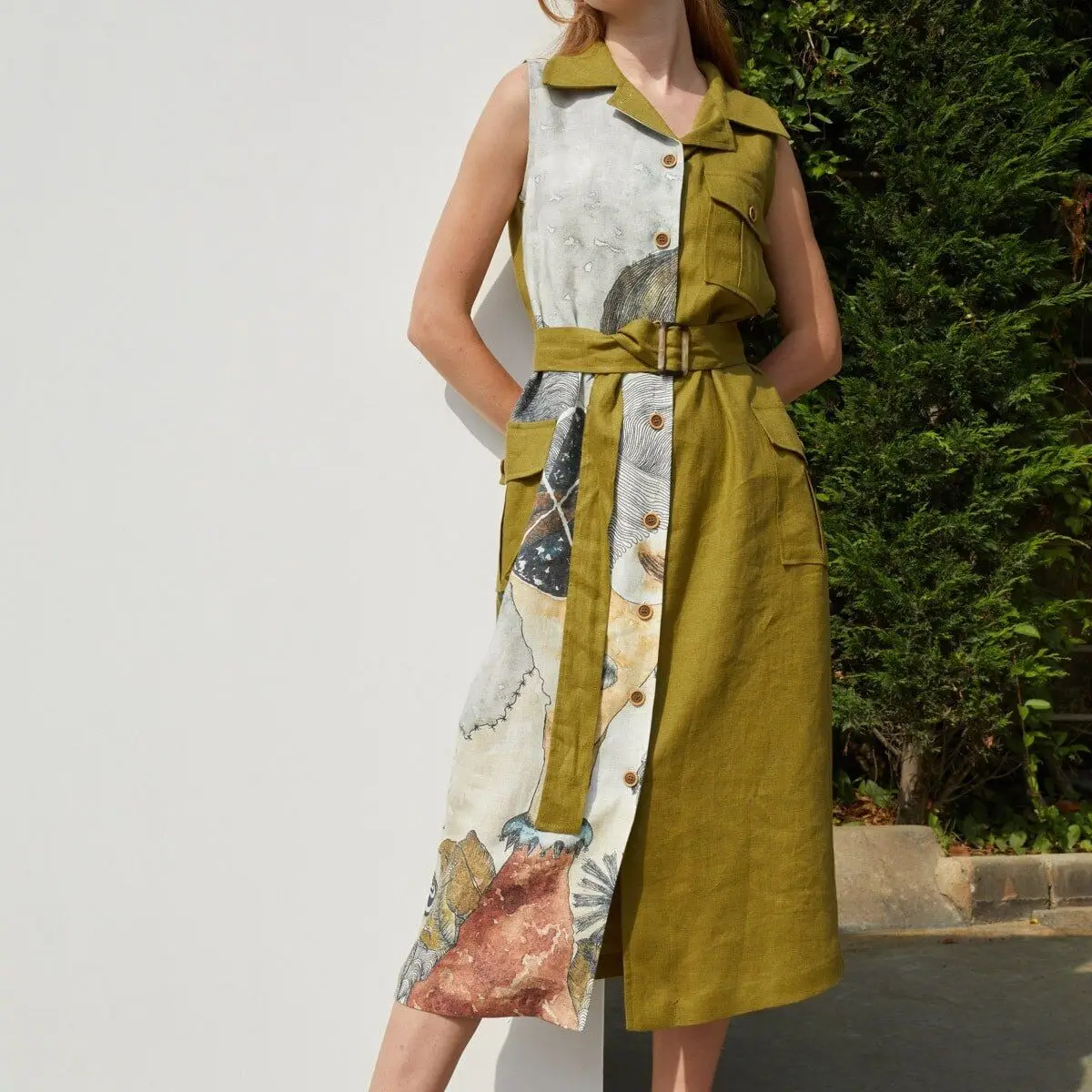 Женское льняное платье-миди без рукавов, элегантное ТРАПЕЦИЕВИДНОЕ ПЛАТЬЕ цвета хаки с отложным воротником и принтом, Повседневный Сарафан...
Женское льняное платье-миди без рукавов, элегантное ТРАПЕЦИЕВИДНОЕ ПЛАТЬЕ цвета хаки с отложным воротником и принтом, Повседневный Сарафан...