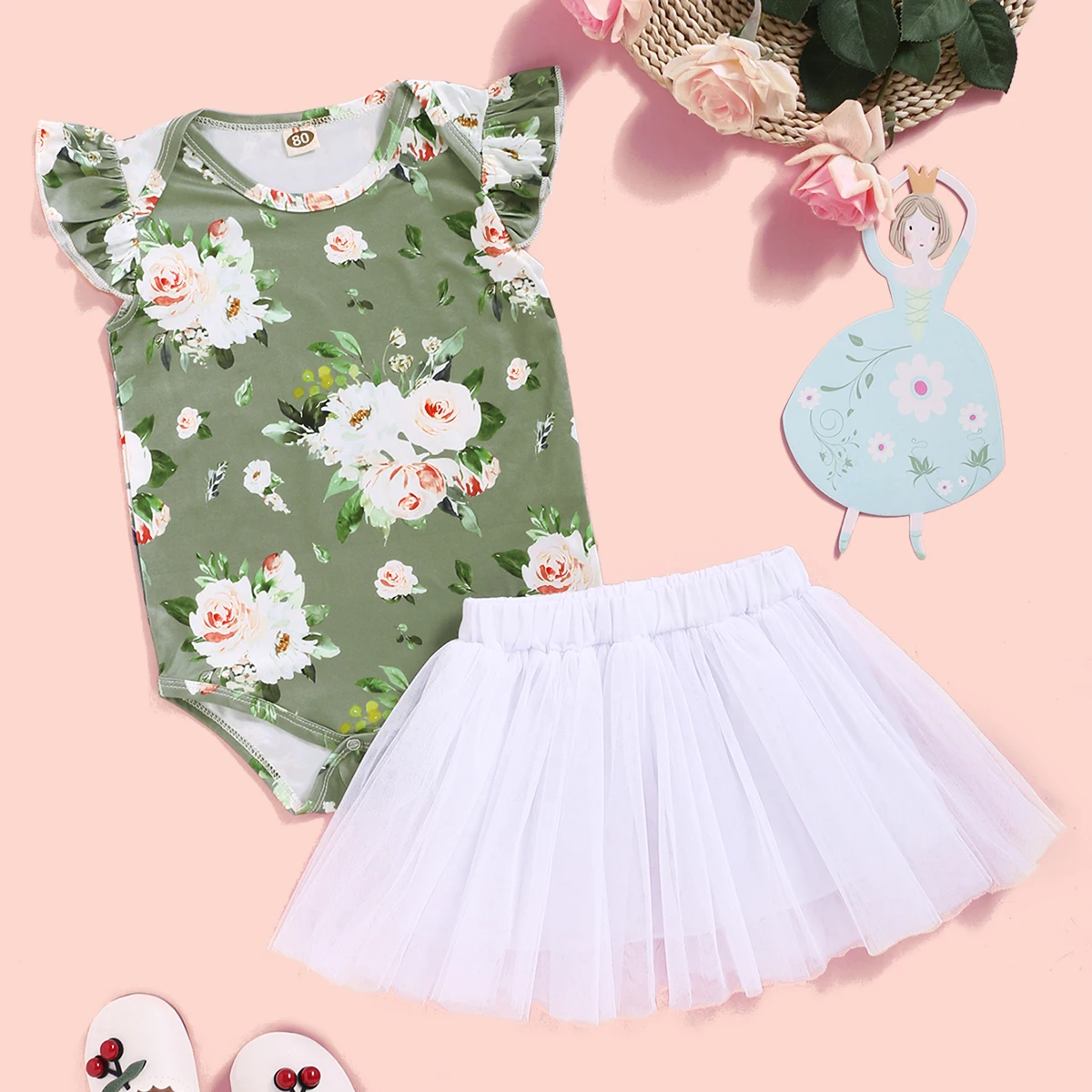 1st Birthday Clothes For Baby Girl Short Sleeve Green Floral Romper And White Tulle Skirt Toddler Girls Summer Dress Outfits Set 
1st Birthday Clothes For Baby Girl Short Sleeve Green Floral Romper And White Tulle Skirt Toddler Girls Summer Dress Outfits Set