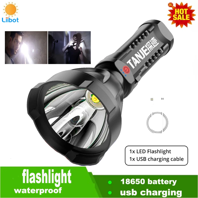 Super Bright Portable Flashlight LED Searchlight 3 Mode USB Rechargeable Strong Light Long-range Outdoor waterproof Home Torch
Super Bright Portable Flashlight LED Searchlight 3 Mode USB Rechargeable Strong Light Long-range Outdoor waterproof Home Torch