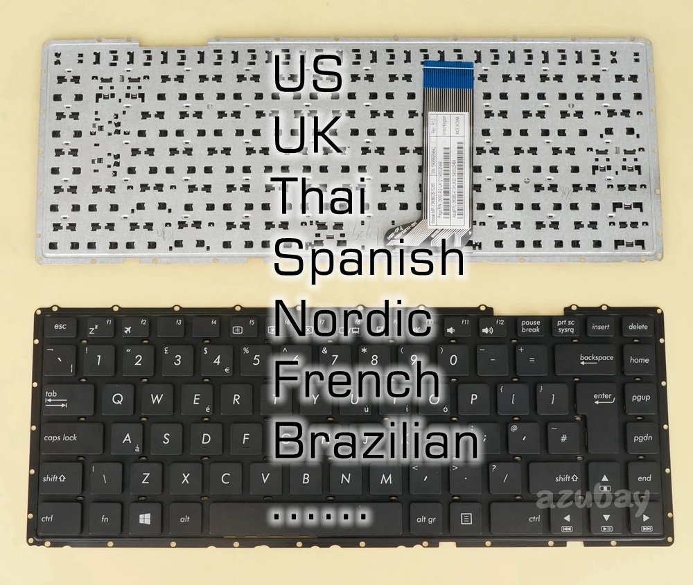 

US UK Thai Spanish Nordic French Brazilian Keyboard For Asus R455WE TP450LA VM410L VM410LD VM490L VM490LD VM490LN W409LD W419LD