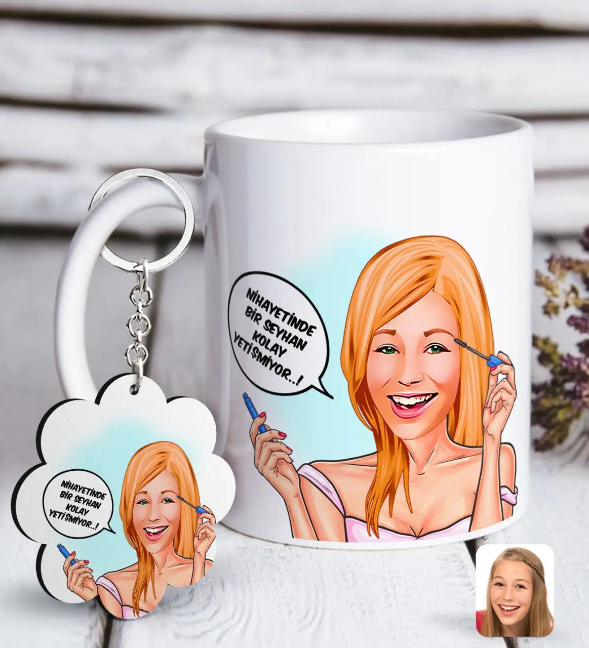 Personalized Women 'S Easy Grow Caricature Of White mug And Keychain Gift Seti-7
Personalized Women 'S Easy Grow Caricature Of White mug And Keychain Gift Seti-7